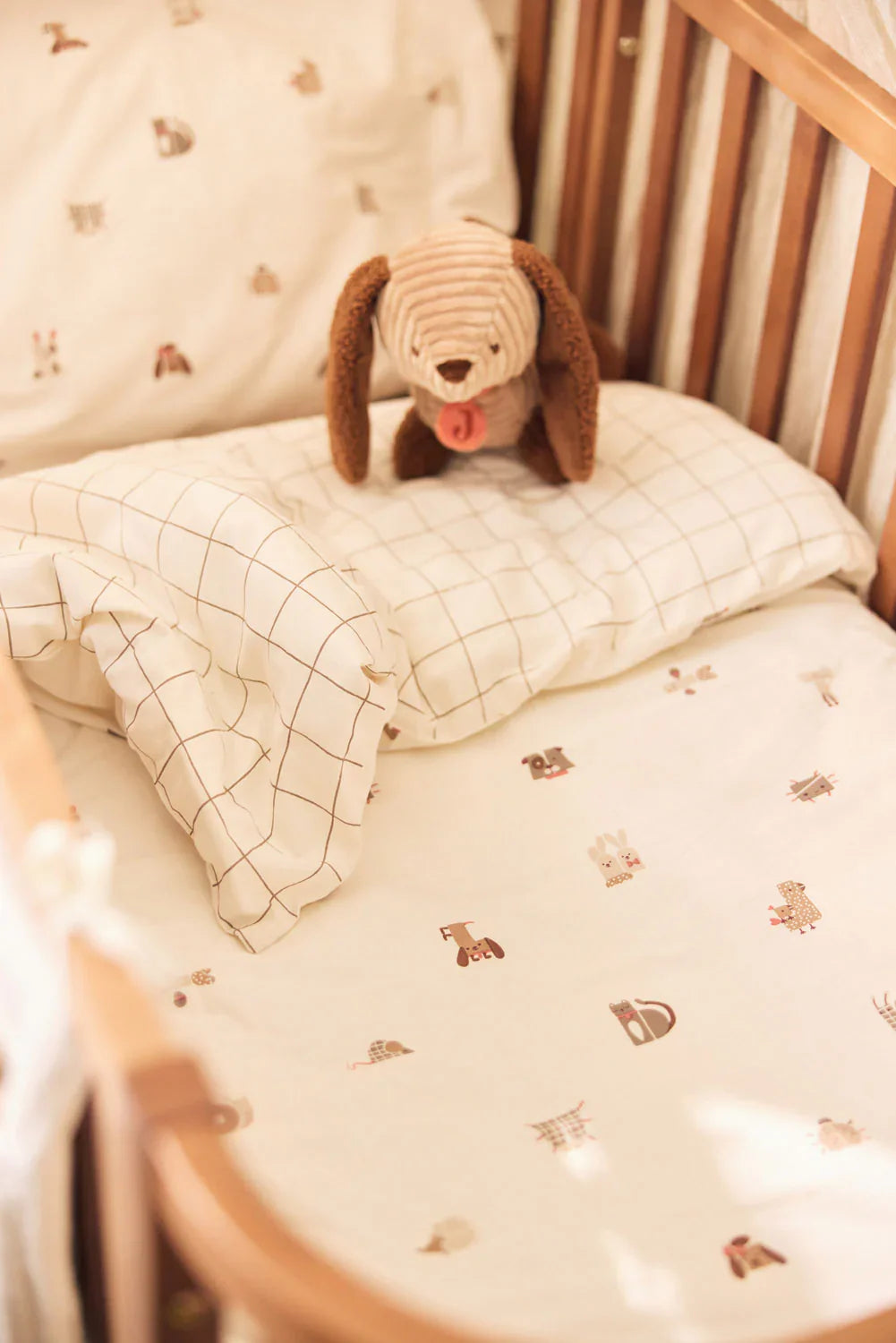 Jollein - Donsovertrek 100 x 140cm Animal Friends | Oatmeal