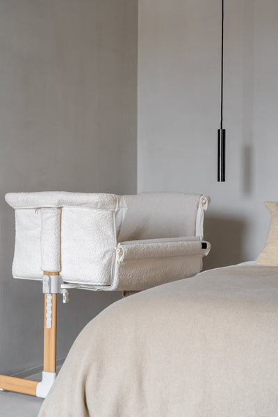 Quax - Wieg Co-Zee Side By Side Boucle Wood Cream | Veilig & Comfortabel