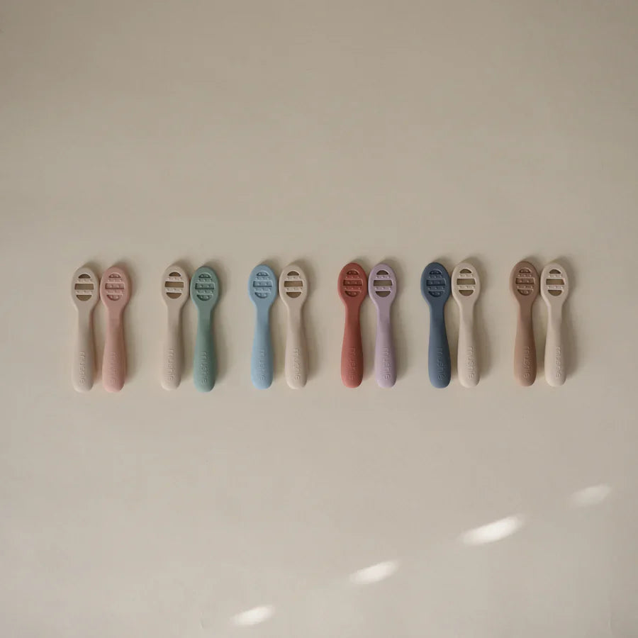 Mushie - Lepels Eerste Voeding | Natural/Shifting sand