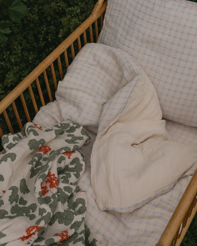 Garbo & Friends - Donsovertrek Bed 100 x 140 cm | Gingham Sky Blue