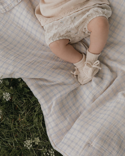 Garbo & Friends - Gevuld Deken 100 x 140 cm | Gingham Sky Blue