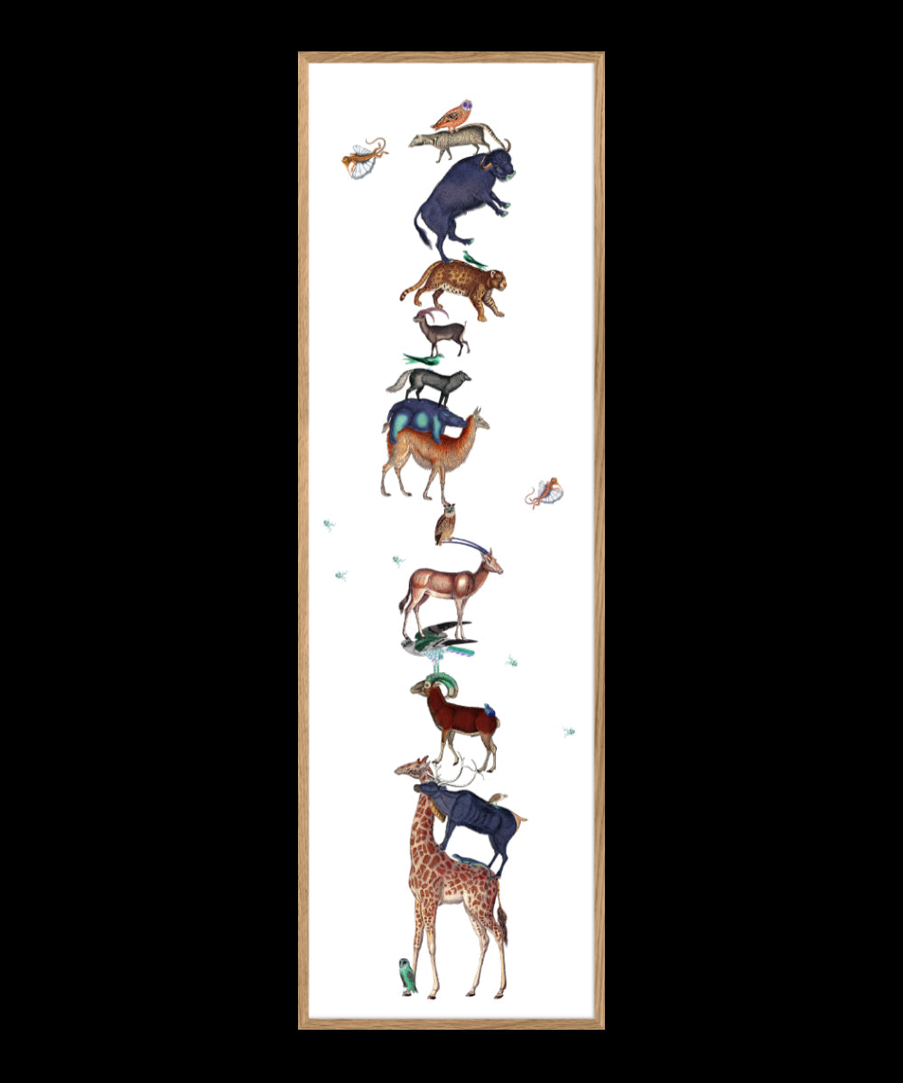 Poster + Kader Oak 20 x 60 cm White Animal Tower