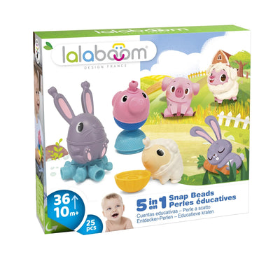 Lalaboom - Educatieve Kralen Boerderijdieren Medium (25 stuks)