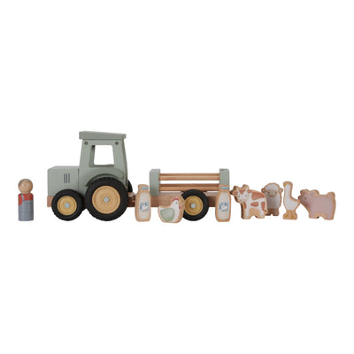 Little Dutch - Speelgoedauto Tractor Met Trailer Little Farm | Houten Dieren