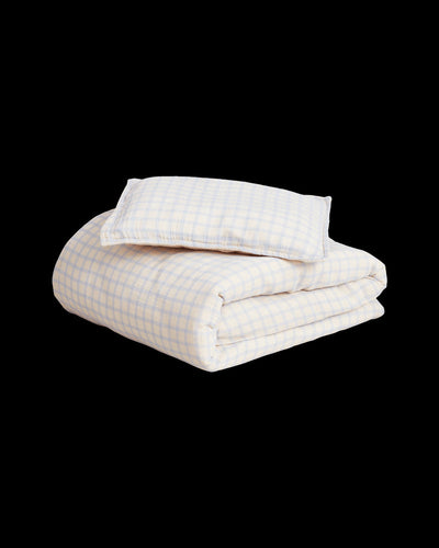 Garbo & Friends - Donsovertrek Bed 100 x 140 cm | Gingham Sky Blue
