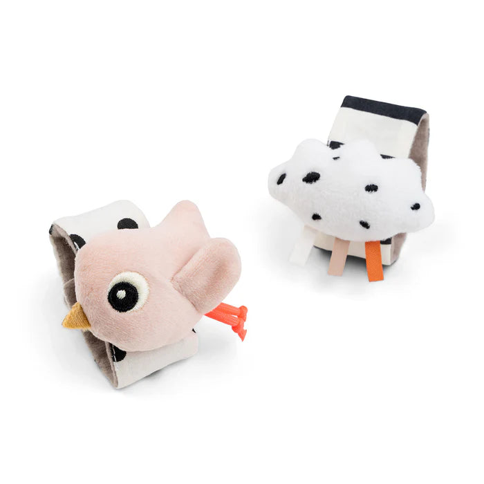 Done By Deer - Armband Rammelaar Happy Clouds Powder (2pack)