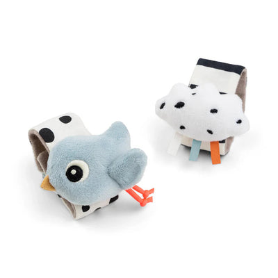 Done By Deer - Armband Rammelaar Happy Clouds Blue (2pack)