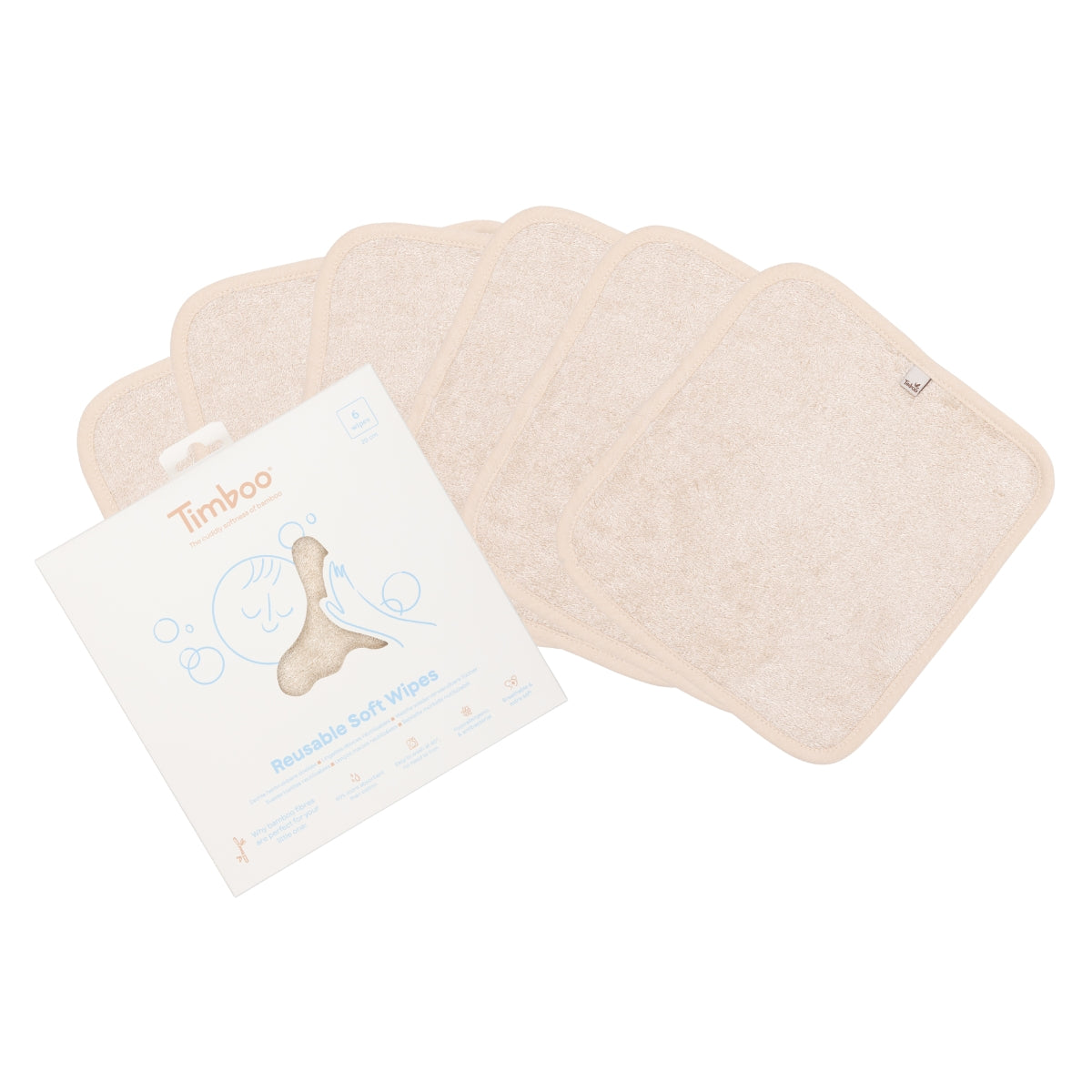 Herbruikbare Doekjes Soft Wipes Frosted Almond (6pack)