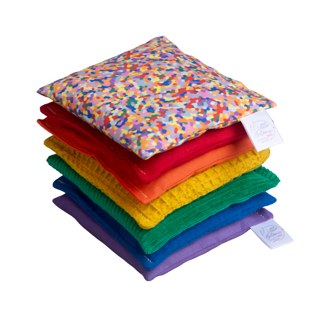 Little Botanic Label - Sensorische Pittenzakjes Regenboog + Super Confetti | 7 Stuks