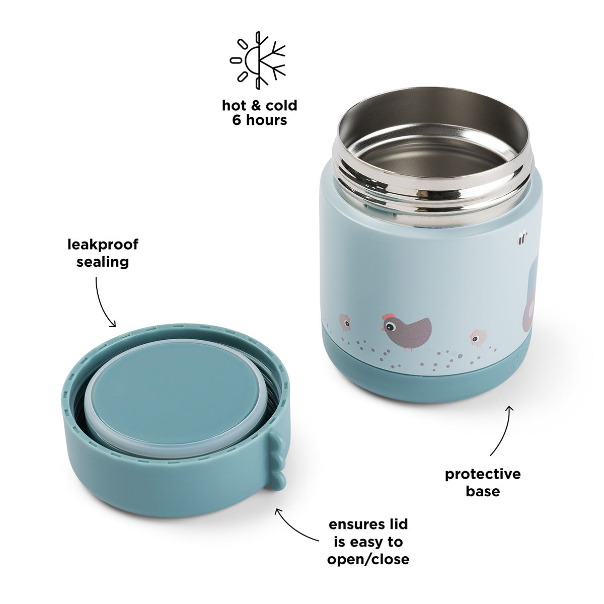 Done by Deer – Potje Voeding Insulated | Tiny Farm Blue 300 ml