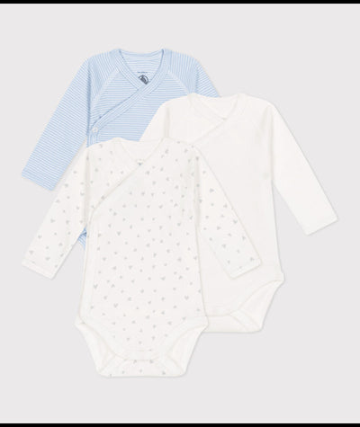 Body Lange Mouwen Blue Little Hearts / Blue Stripes / White Variante 1 (3pack)