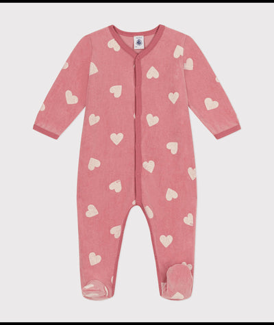 Pyjama Met Voetjes Hearts Rosewood / Marshmallow