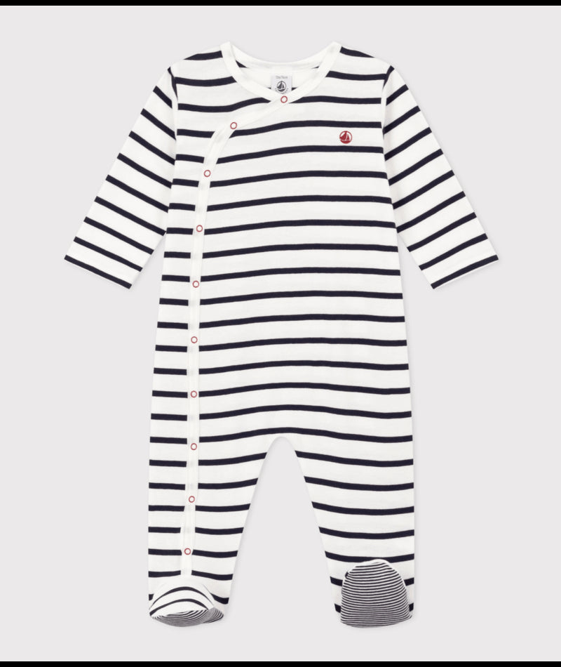 Pyjama Met Voetjes Thin Stripes Marshmallow / Smoking