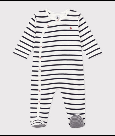 Pyjama Met Voetjes Thin Stripes Marshmallow / Smoking