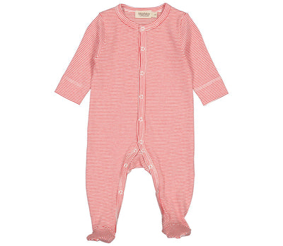 Pyjama Met Voetjes Rukano Fine Rib Stripe Red