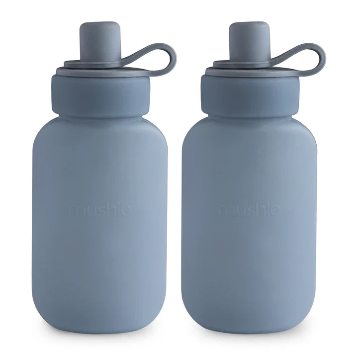 Mushie - Silicone Knijpzakje / Drinkfles Puree Pouch | Cambridge Blue