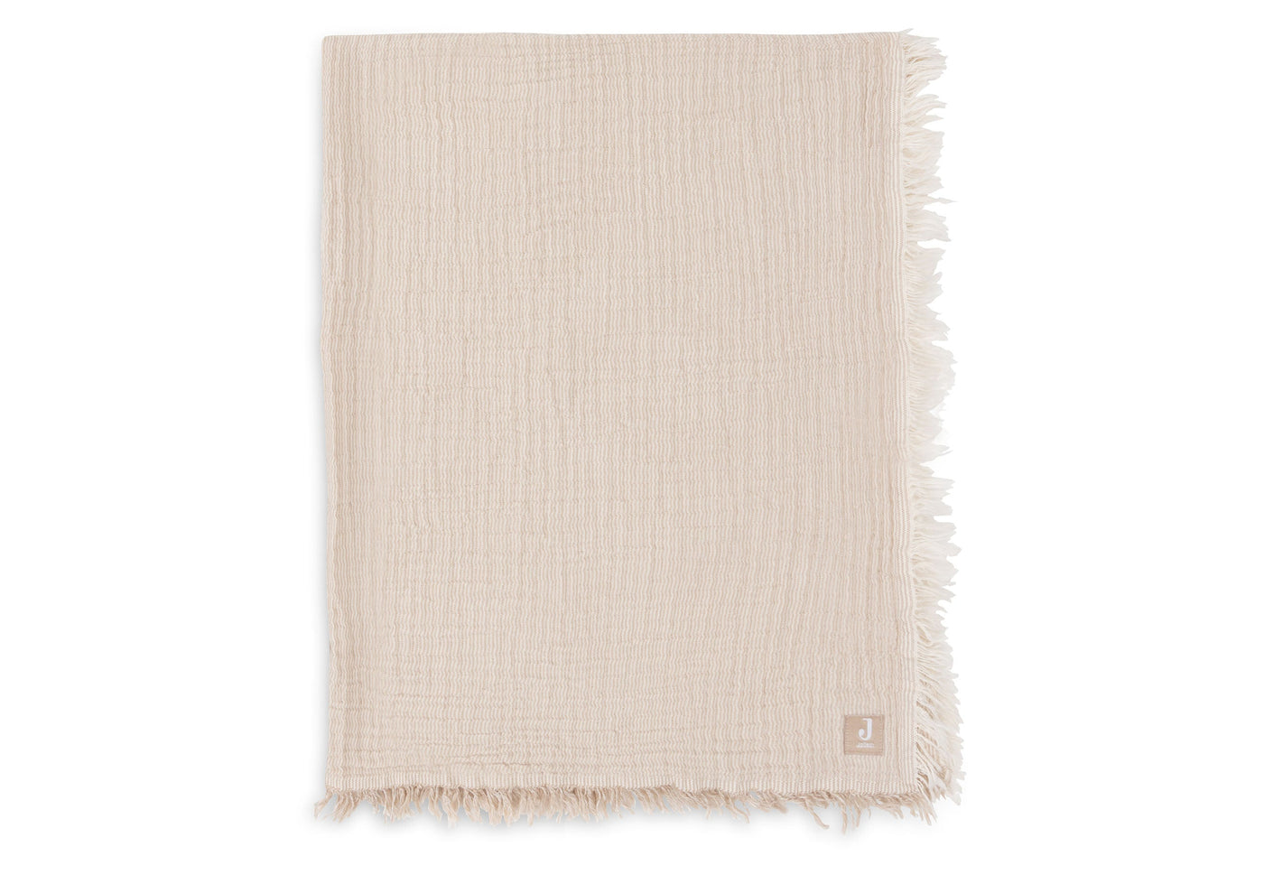Deken Ledikant 120 x 120 cm Fringe Stripe Biscuit / Ivory