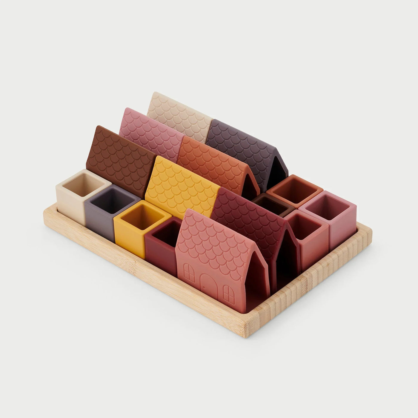 Tickit - Blokken Dorp Silisoft | Aarde Kleuren