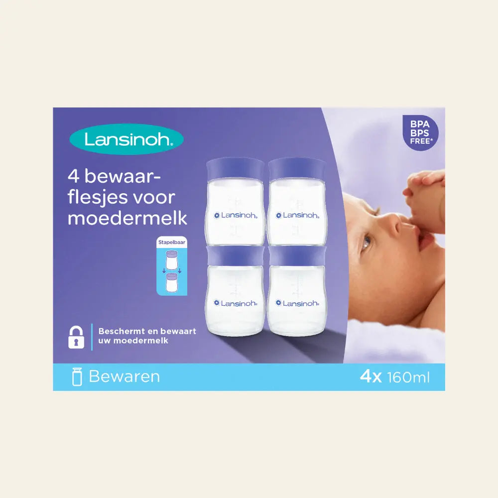 Lansinoh - Bewaarpotjes Moedermelk (4pack) | Transparant