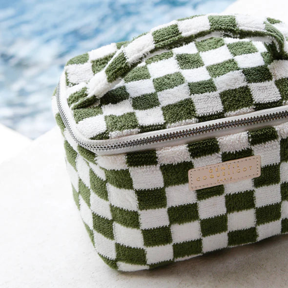 Gentil Coquelicot Paris - Toilettas Badstof Damier | Khaki