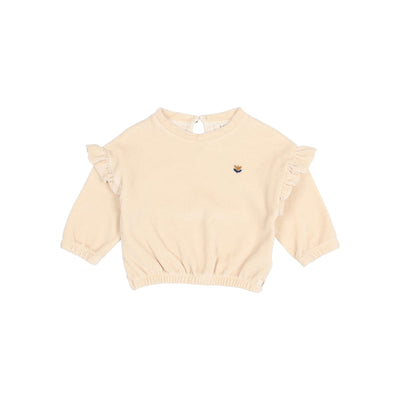 Búho - Sweater Baby Tulip Velvet Ruffle Ivory