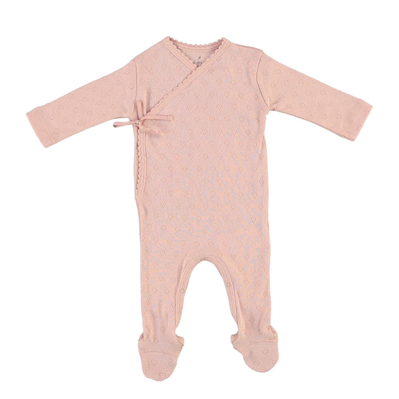 Bebe Organic - Pyjama Met Voetjes Wrap Heart Pointelle Blush