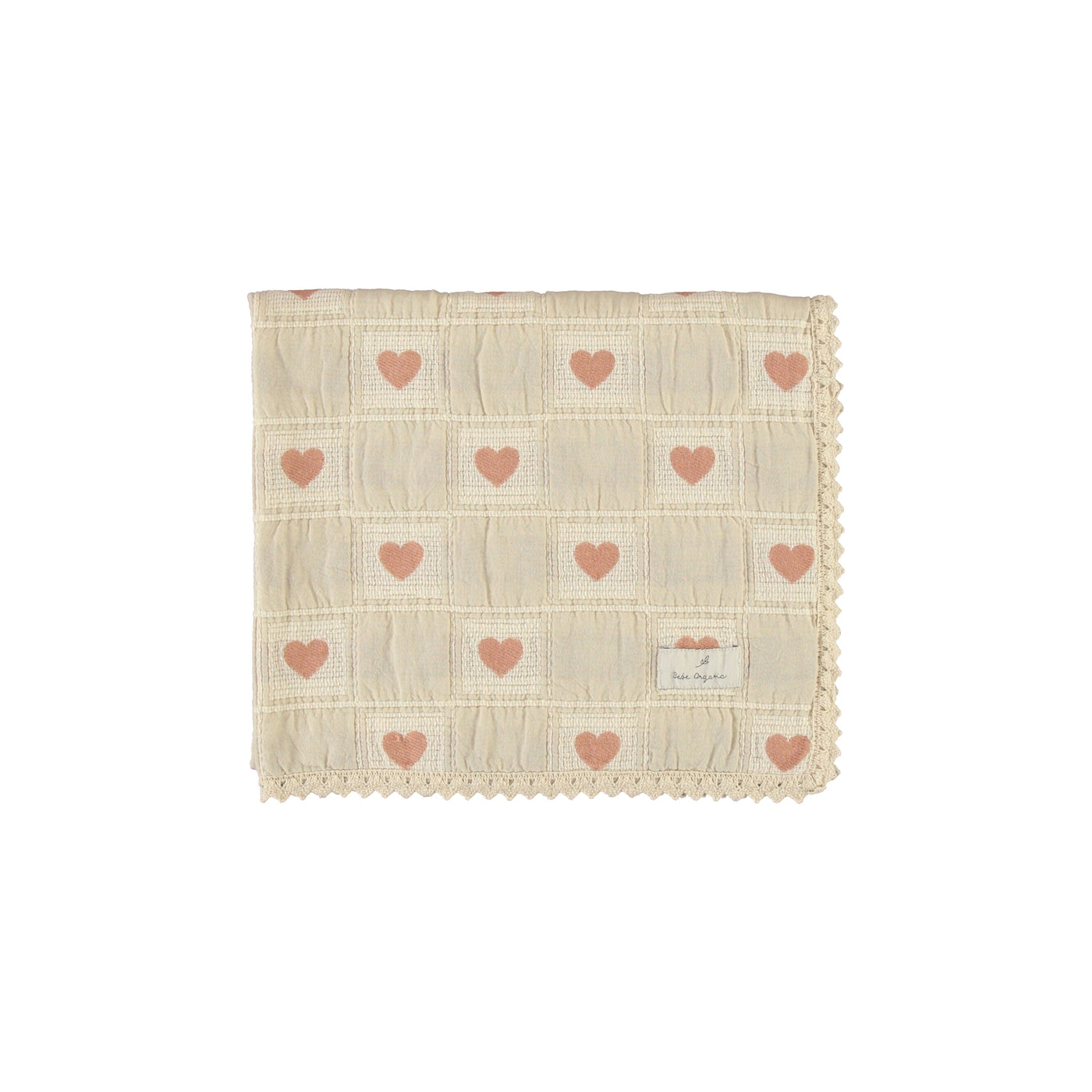 Bebe Organic - Deken Heart Patchwork Mauve