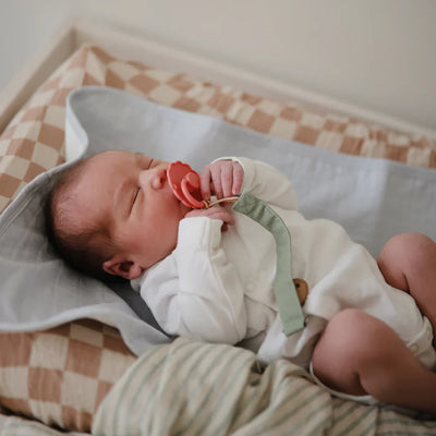 Mushie - Linnen Fopspeenketting (2 PACK) | Olive/Sand