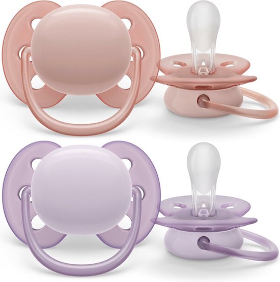 Philips Avent - Ultra Soft Fopspeen 0-6m (2 Pack) | Paars/Roze