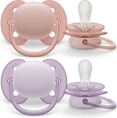 Philips Avent - Ultra Soft Fopspeen 0-6m (2 Pack) | Paars/Roze