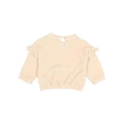 Búho - Sweater Baby Tulip Velvet Ruffle Ivory