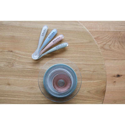 Béaba - Set Siliconen Lepels 1ste Leeftijd | Rainbow Eucalyptus (4 stuks)