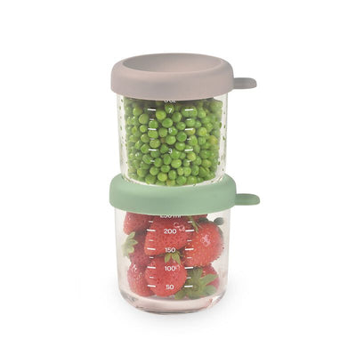 Béaba - Glazen Bewaarpotjes 250ml | Green / Gazelle (2-pack)