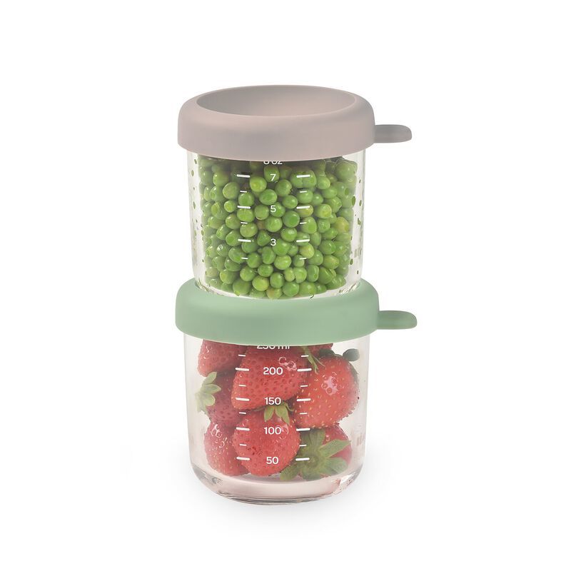 Béaba - Glazen Bewaarpotjes 250ml | Green / Gazelle (2-pack)