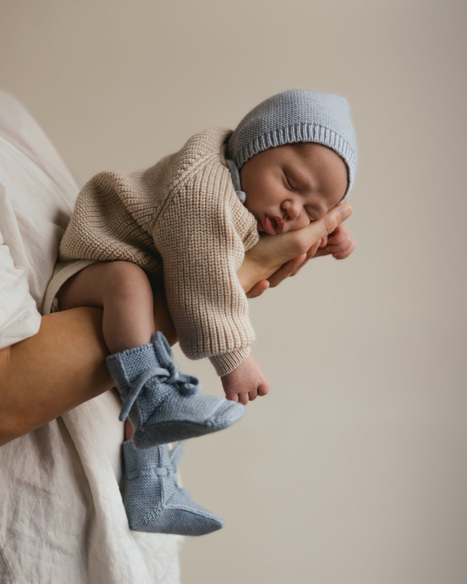 Hvid - Slofjes Light Blue | 9-15m