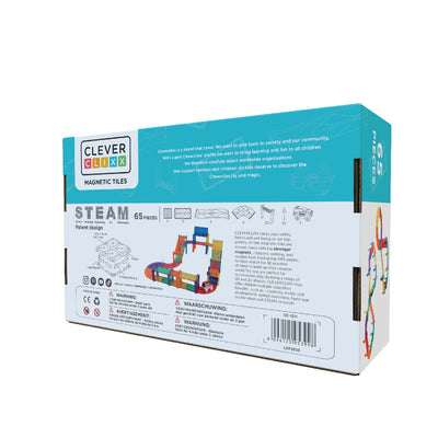 Cleverclixx - Magnetische Tegels Race Track Intense | 65-delige Racebaan Bouwset