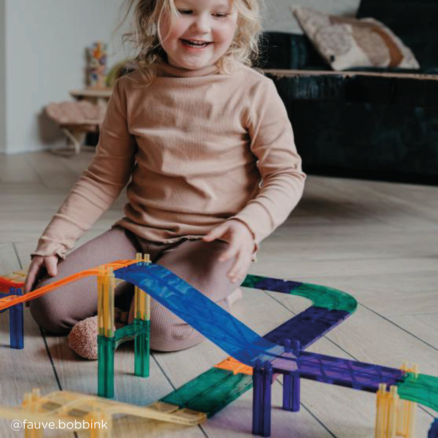 Cleverclixx - Magnetische Tegels Race Track Intense | 65-delige Racebaan Bouwset