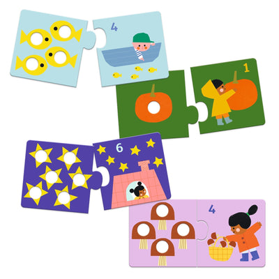 Djeco - Duo Puzzel Eerste Figuren | Cijfers & Voelen