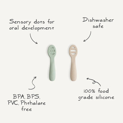 Mushie - Lepels Eerste Voeding | Natural/Shifting sand