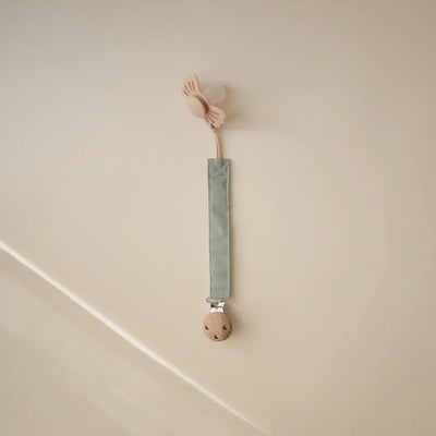 Mushie - Linnen Fopspeenketting (2 PACK) | Olive/Sand