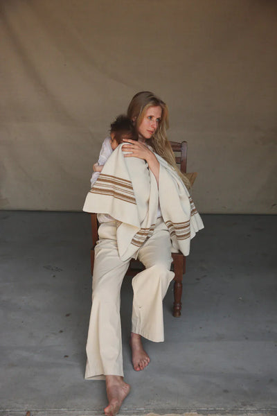 Hvid - Deken 70 x 95 cm Gilbert | Offwhite / Walnut