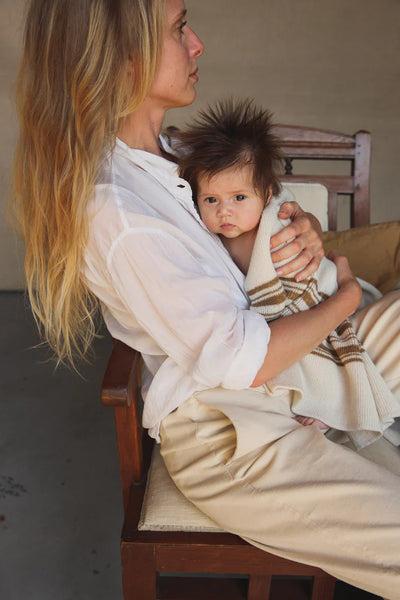 Hvid - Deken 70 x 95 cm Gilbert | Offwhite / Walnut