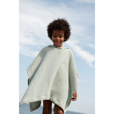 Liewood - Poncho Paco Embroidery | Y/D Stripe Peppermint / Creme De La Creme