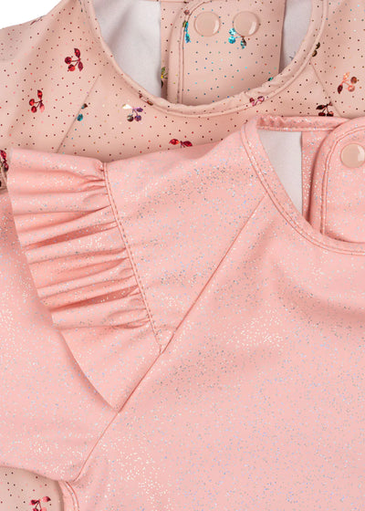 Konges Slojd - Mouwslab Dinner Frills Small 6-12m | Sparkle Cherry (2pack)