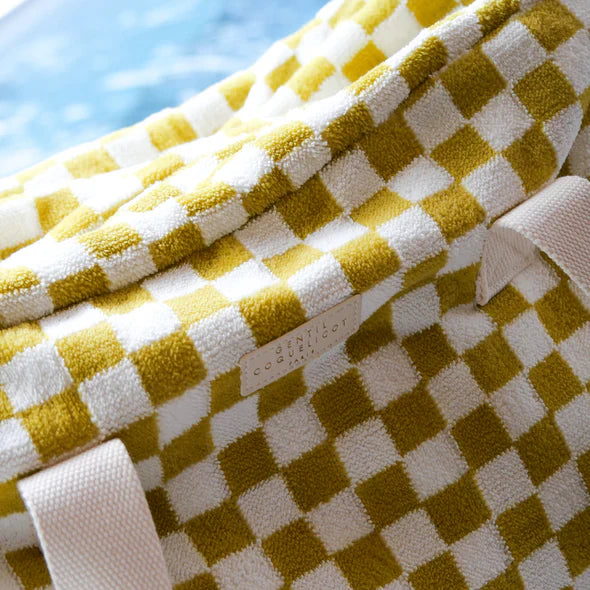 Gentil Coquelicot Paris - Weekendtas Badstof Damier | Ochre