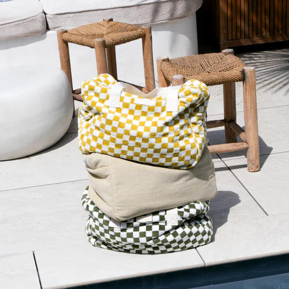 Gentil Coquelicot Paris - Weekendtas Badstof Damier | Ochre