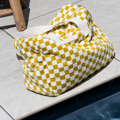 Gentil Coquelicot Paris - Weekendtas Badstof Damier | Ochre
