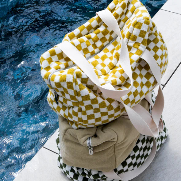 Gentil Coquelicot Paris - Weekendtas Badstof Damier | Ochre