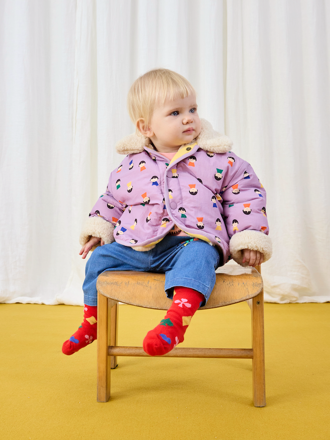 Bobo Choses - Jas Baby Game Pawns Reversible Sheepskin All Over Lavender