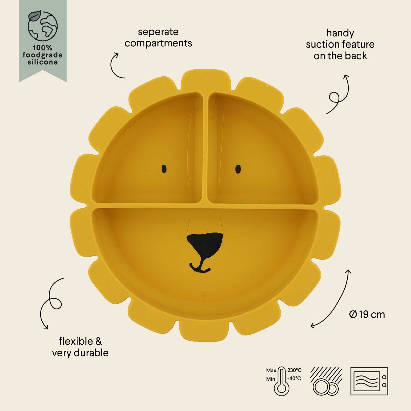 Trixie - Siliconen Bord Mr. Lion met Vakjes en Zuignap